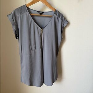 Express Women's Slate Blouse with Front Zipper